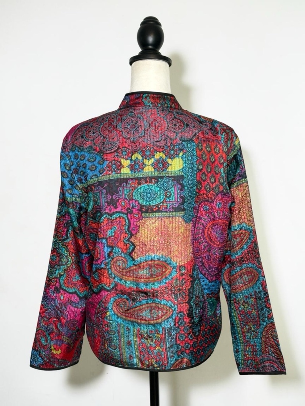 Chico's Vintage 100% Silk Paisley Art-to-Wear Open Front Jacket Size 1 (Medium) - Picture 3 of 9